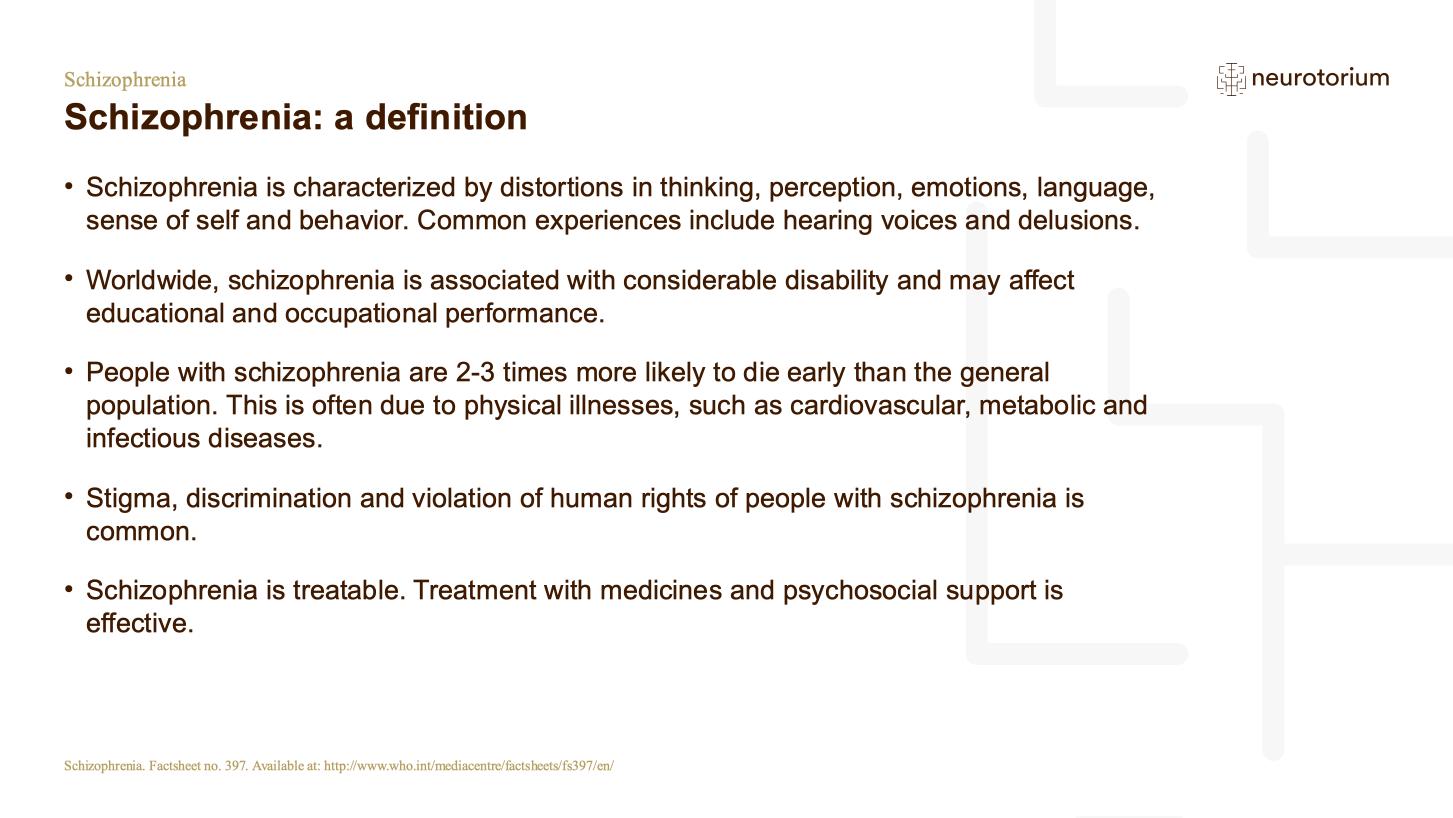 Schizophrenia – Definitions and Diagnosis – slide 3